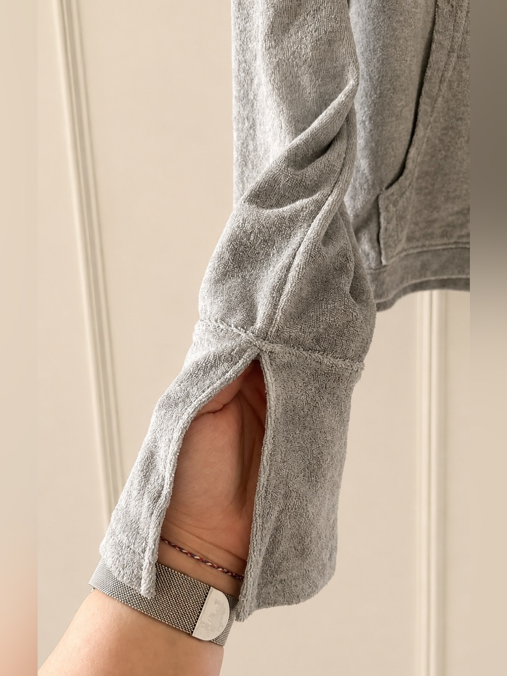 Women’s Large Gray Terry Mesh Sweatshirt Pullover NWT - Picture 5 of 7
